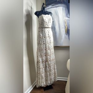 White and champagne floral gown